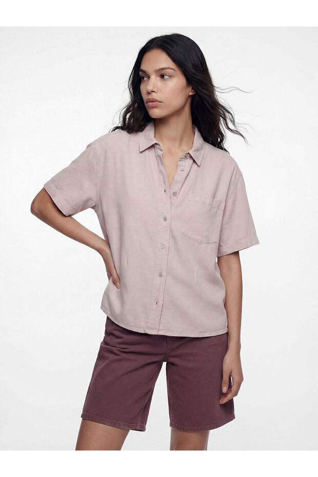 Nevavm Oversized Women's Jean Shirt with Pockets
