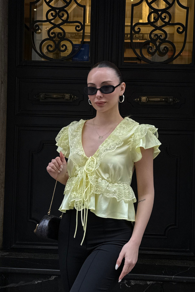 Lace Satin Blouse - 3