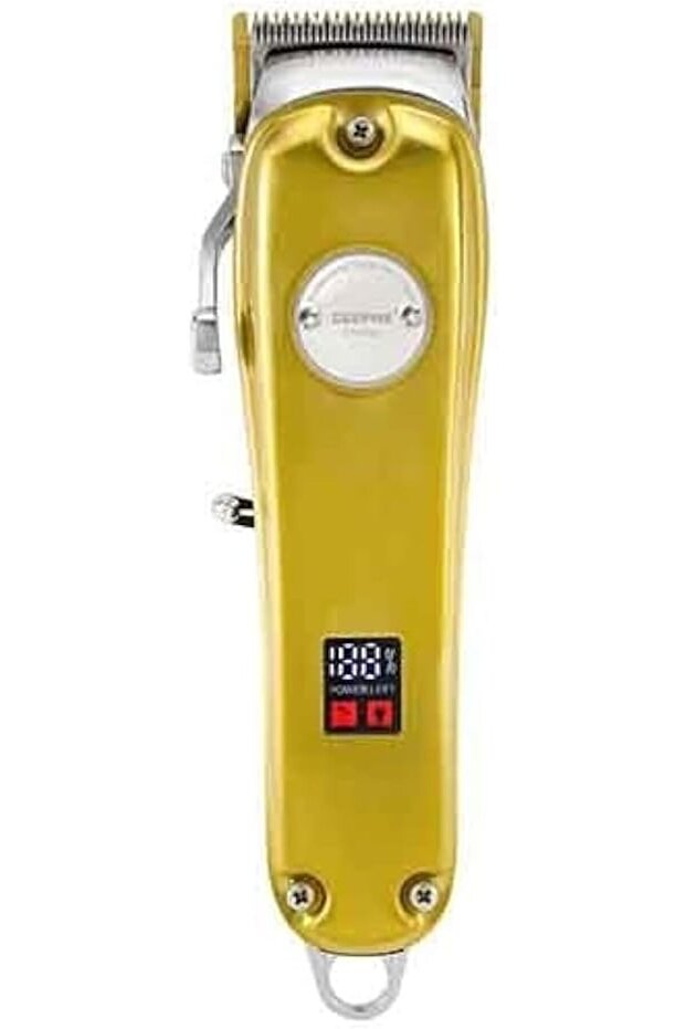 Professional Digital Hair Clipper- GTR57502| 4 Adjustable Cutting Blades and 4 Separate Combs| LCD Display, Golden