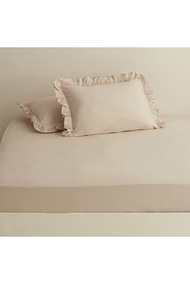 Basic 100% Cotton Single Flat Sheet Beige