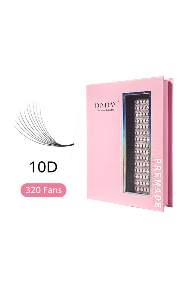 8-15Mix 0.07mm D 10D Premade fans DIYDAY 320 Premade Russian Voume Fans 5D 6D 8D 10D Thin Base Fluff