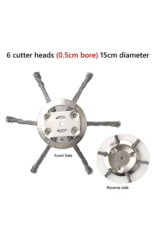 6 head 1Pcs 6 inch Universal Weed Brush Head Steel Wire Wheel Grass Trimmer Head Removal Moss Rust L