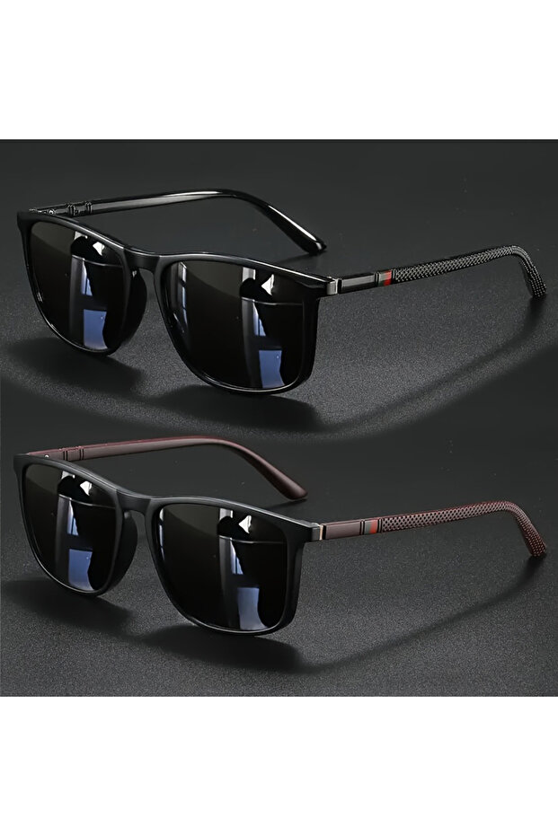 black 2/3pcs Luxury Square Vintage Cycling Sunglasses Men Women Fashion Travel Driving Fishing Sun G