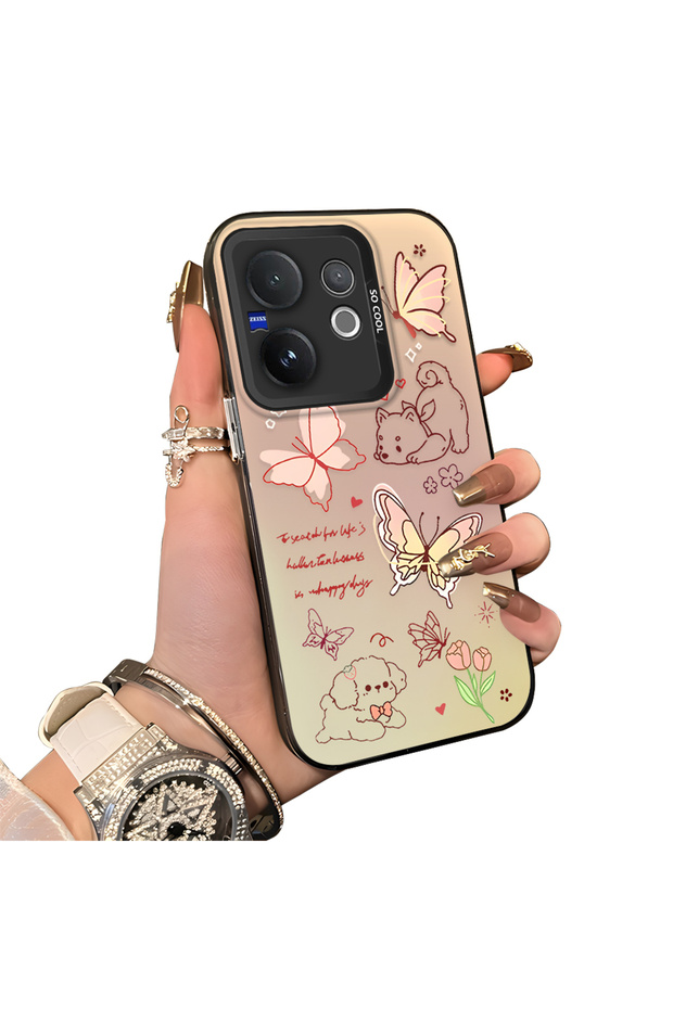 Vivo V60 Compatible Hard Acrylic Back Silicone Edge Lens Protection Case