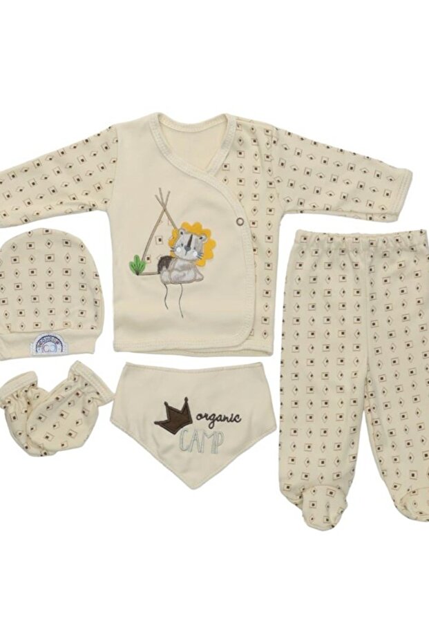 5-Piece Premium Lion Camp Lion Embroidered Baby Set