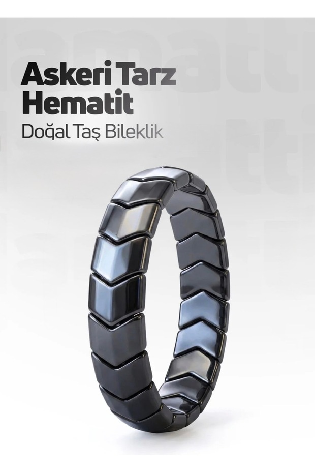 Original Hematite Natural Stone Sergeant Cut Military Style Men's Bracelet Shiny Black Special Design