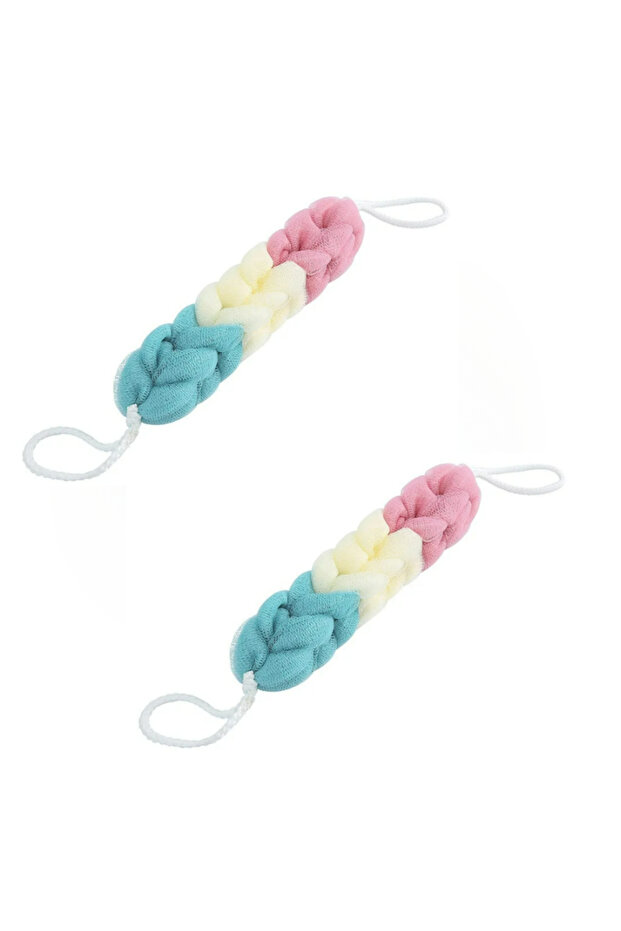 إسفنجة استحمام ناعمة متعددة الألوان من قطعتين لتقشير الجسم وتنظيف البشرة