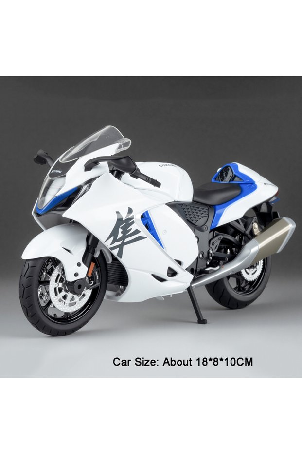 Hayabusa White Scale 1:12 Suzuki Hayabusa GSX250R Motorcycle Model Toy Car Alloy Body Rubber Tires M