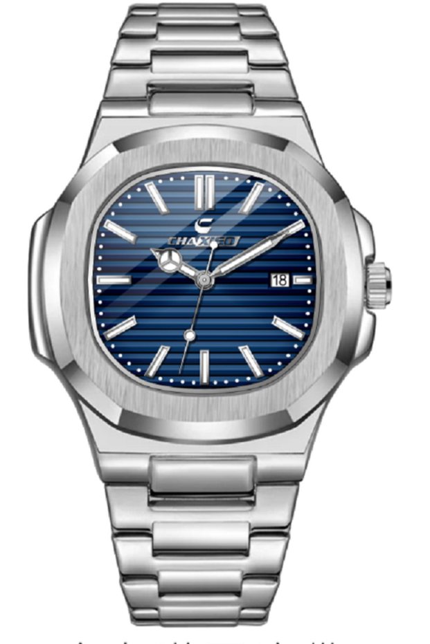 7537 Men's Calendar Metal Wristwatch