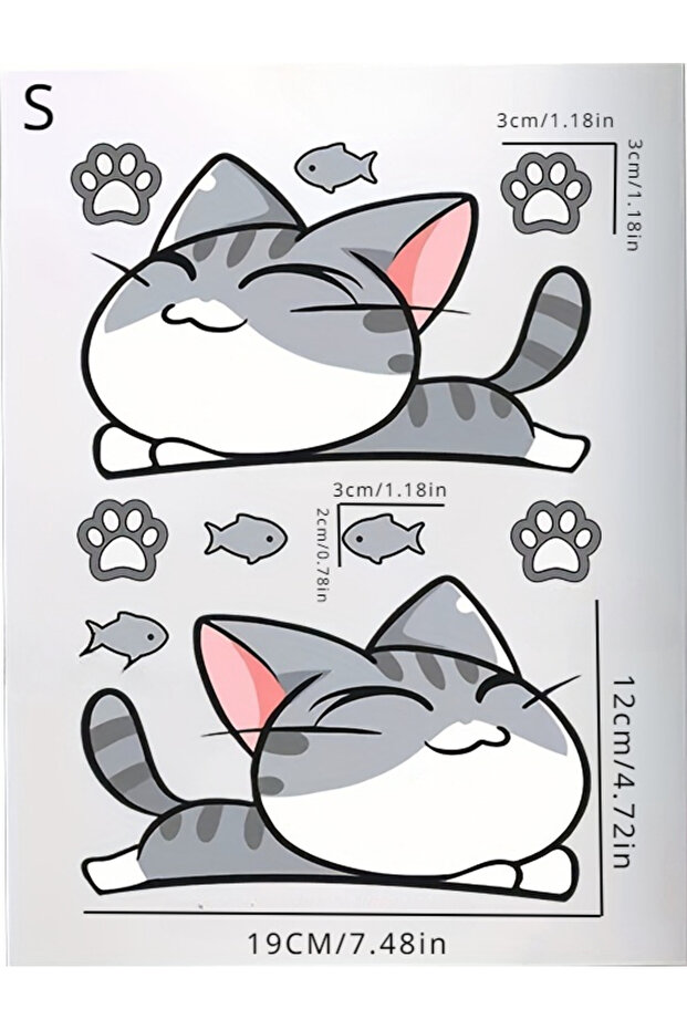size S 10pcs Cat Fish Car Stickers Auto Wheel Brow Bumper Sticker Scratches Cover Body Decoration De
