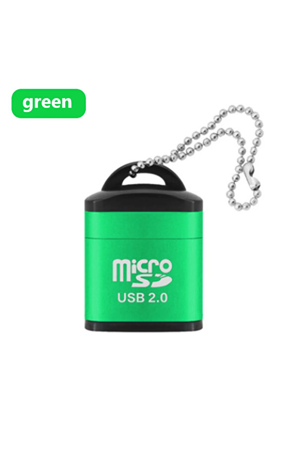 قارئ بطاقات ذاكرة USB صغير أخضر اللون، يدعم Micro SD/TF، محول USB 2.0 عالي السرعة للكمبيوتر المكتبي والمحمول