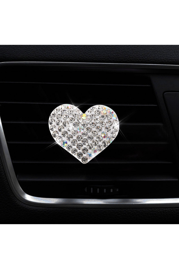 1pc Heart-shaped Car Perfume Diffuser Car Air Freshener Vent Clip Rhinestone Bling Car Interior Deco