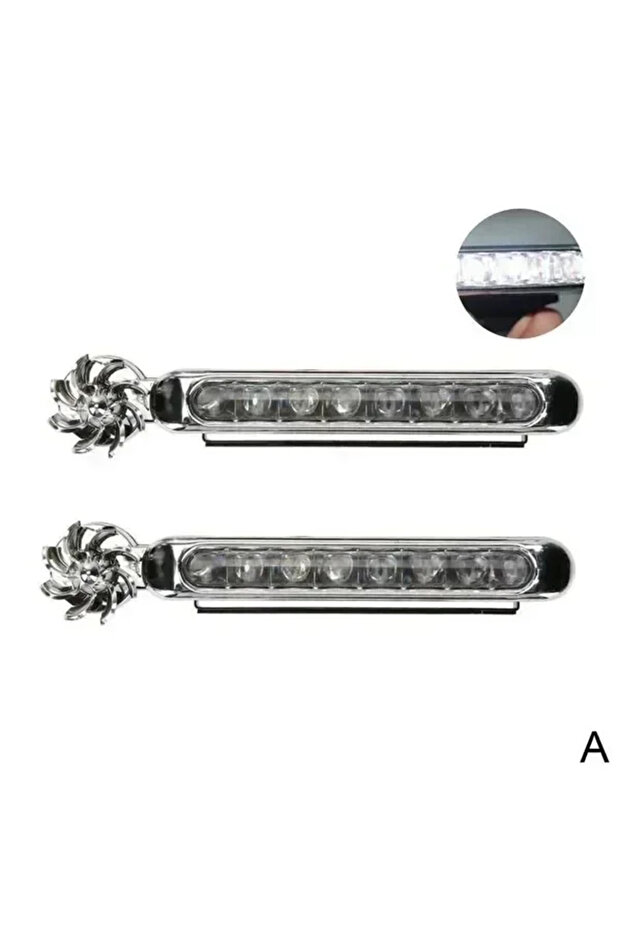 2pcs-white 1-2pcs Wind Powered LED Car DayTime Lights Creative Auxiliary Running Lights Rotation Fan