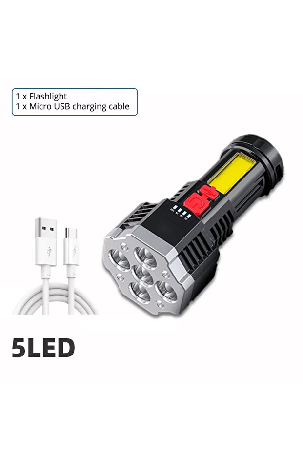 5 مصابيح LED قابلة لإعادة الشحن عالية الطاقة و7 مصابيح LED للتخييم مع ضوء جانبي خفيف الوزن للاستخدام الخارجي