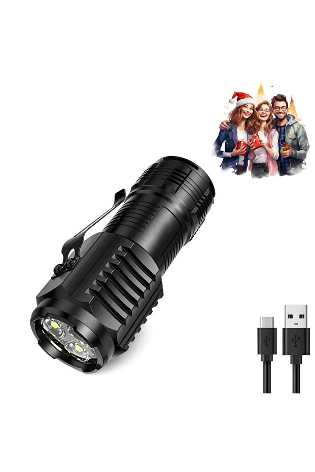 B 1PC Super Bright MINI LED Flashlight USB Rechargeable Fishing Lantern Torch Powerful 3 Lighting Mo