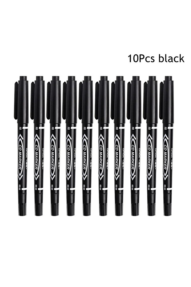 10Pcs black 5-10pcs Double Tip Art Marker Pens Black Blue Ink Permanent Paint Markers for Plastic Wo