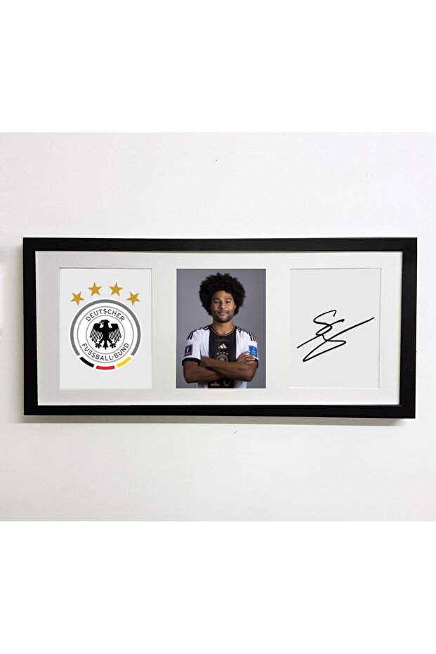 Serge Gnabry Germany FIFA World Cup Autographed Poster with Frame 50x23cm