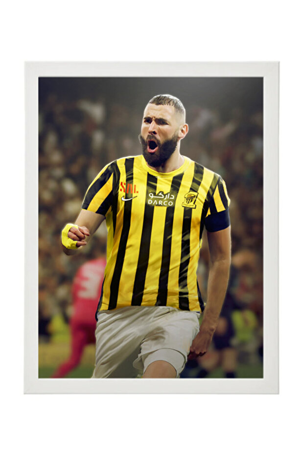 Karim Benzema Al Ittihad Poster with Frame 30x40cm