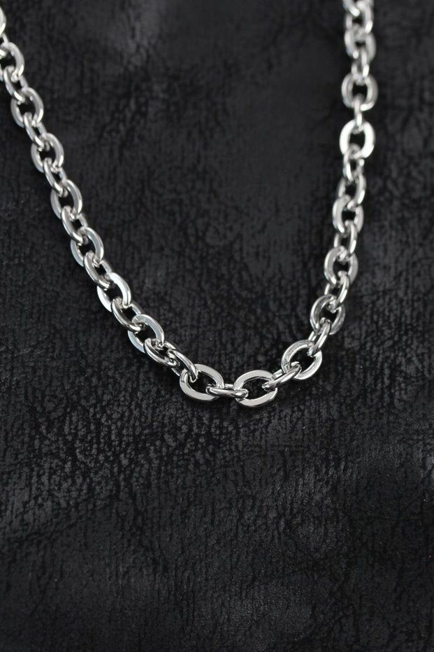 316L Steel Silver Color Rolo Chain Men's Necklace