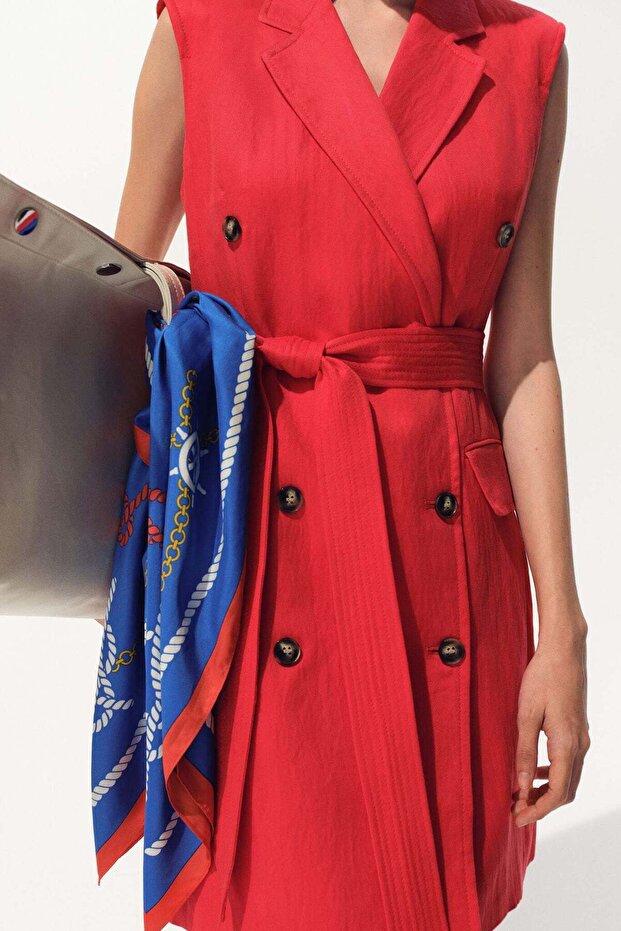 Linen-blend blazer dress
