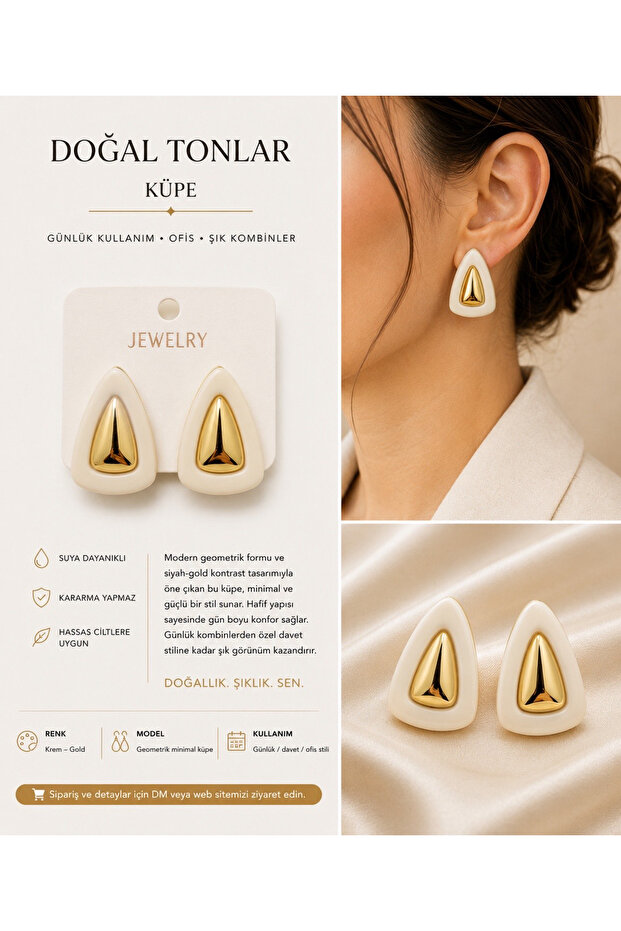 Black Gold Geometric Earrings