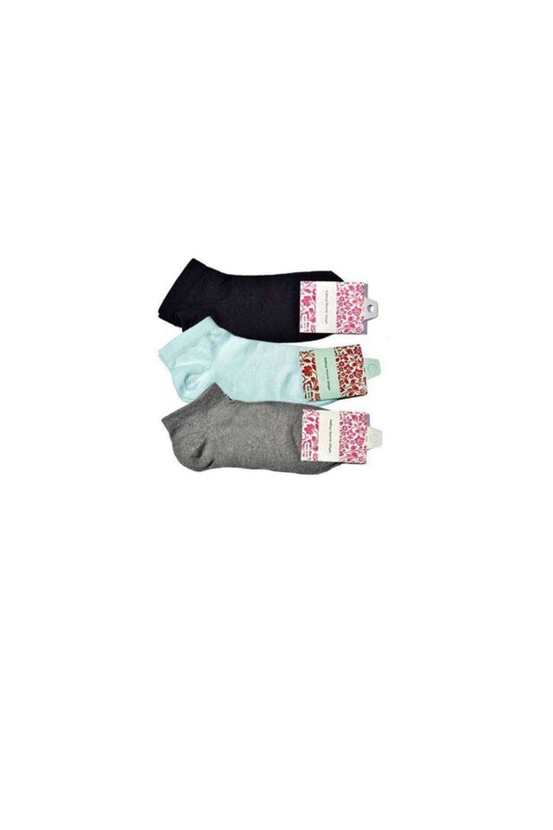 Glb-Stl41414 Black Gray and White Women's Ankle Socks 3 Pairs