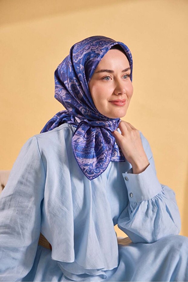 Tivil Silk Scarf 11519 - 17 Morcivert Ethnic Pattern