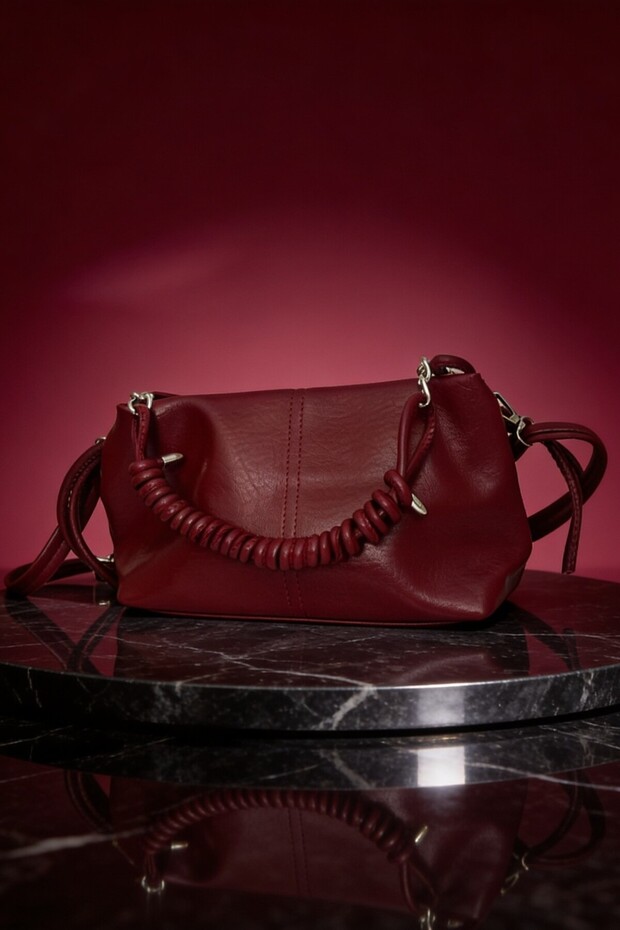 Burgundy Shoulder Bag Soft Textured Stylish Daily Use Handbag