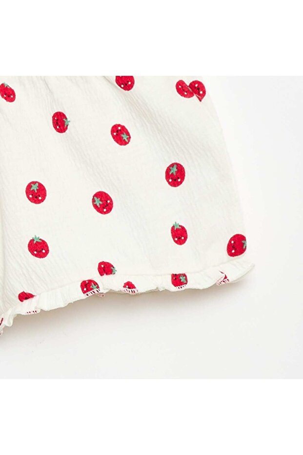 Patterned shorts with ruffled hem WHITE - 3