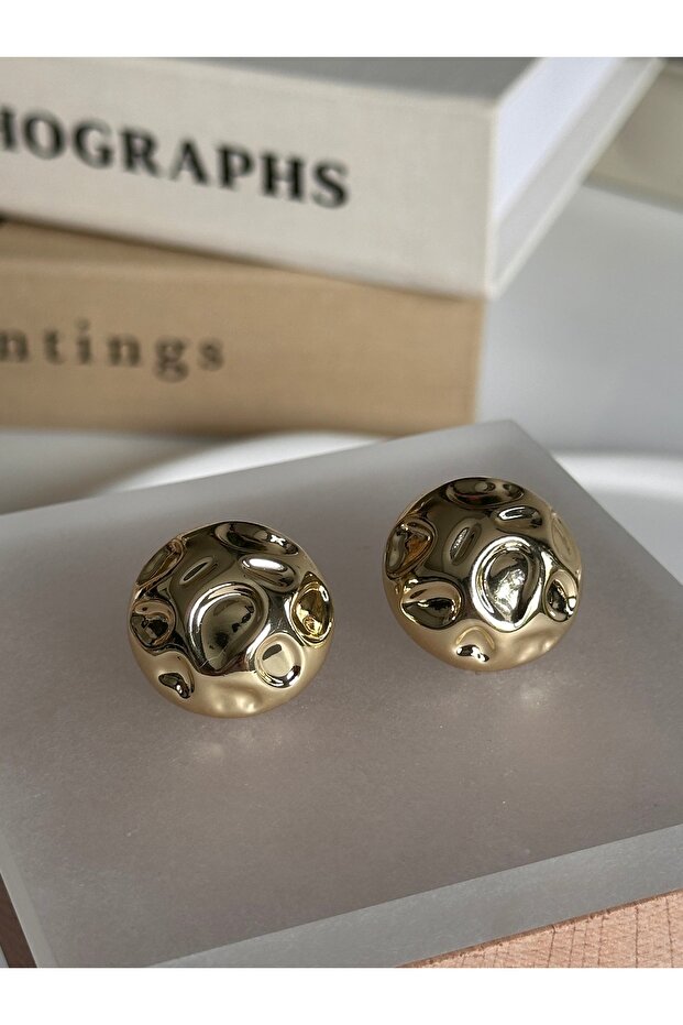 Vip Gold Round Wavy Design Basic Non-Tarnish Steel Stylish Earrings