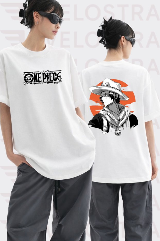 Unisex One Piece Ace Anime Printed Special Design Oversize Comfortable Daily Use Combed Cotton T-Shirt