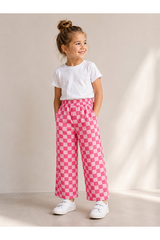 Pink Checkered Balloon Jeans