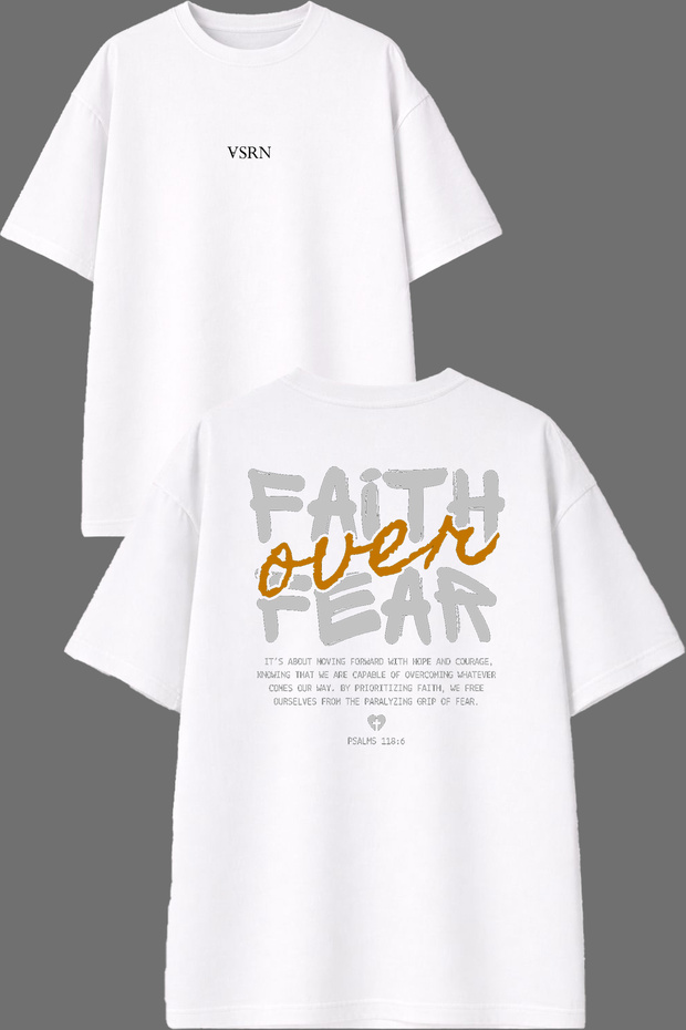 Fath Fear Design Front and Back Printed White Oversize T-Shirt