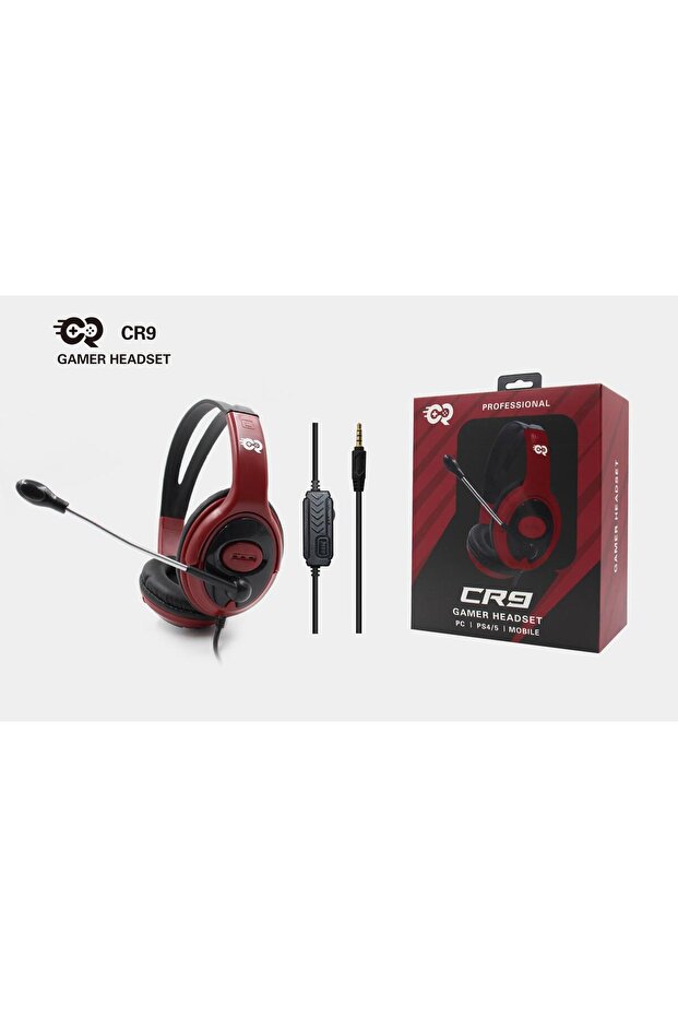 CR9 HEADPHONE WITH MICROPHONE FOR PS4/PS5/MOBILES ( RED )