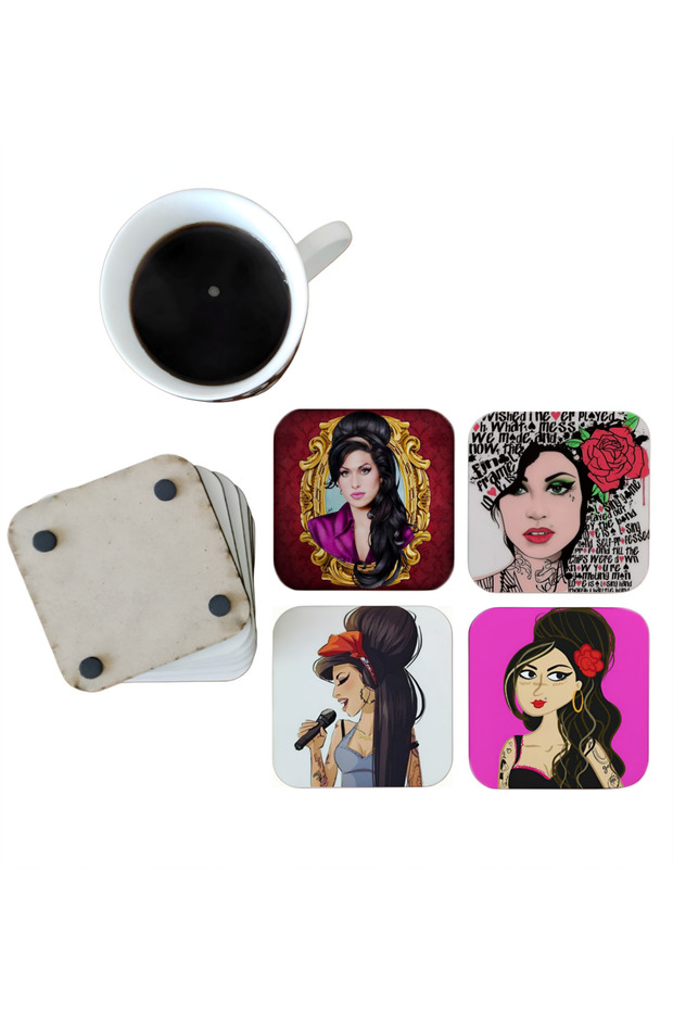 Amy Winehouse Decorative Wooden Coaster Set 0107