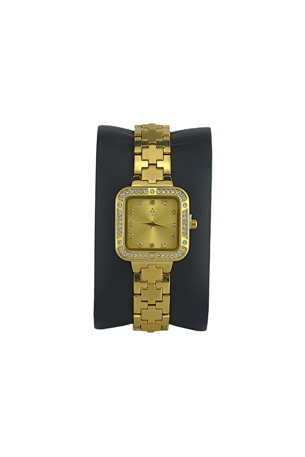 SQUARE WITH PREMIUM CRYSTALS 9962 L GOLD DIAL - WOMEN'S QUARTZ