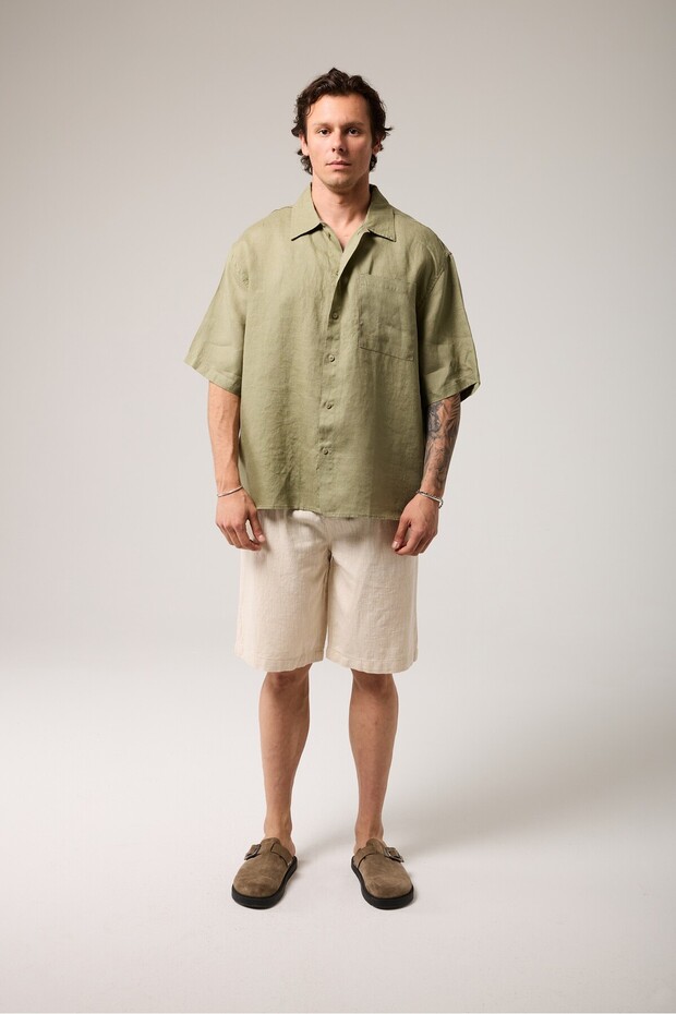 Belted Linen Shorts
