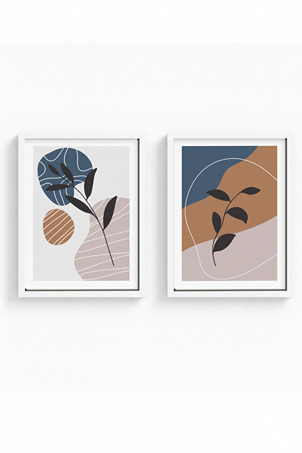 White Wooden Framed 2 Piece Set Painting Huhu41