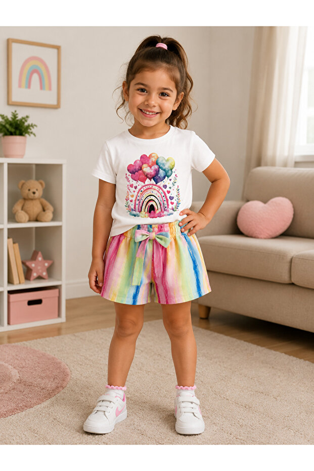 Girl's Patterned Shorts Set