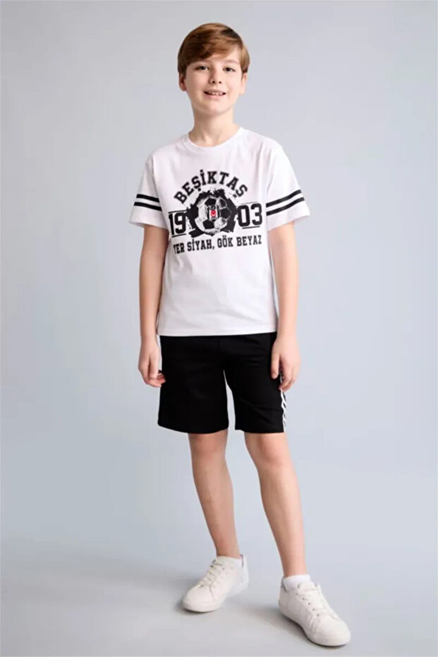 100% Cotton Beşiktaş Oversized Black Shorts for Boys H8377A826Hs