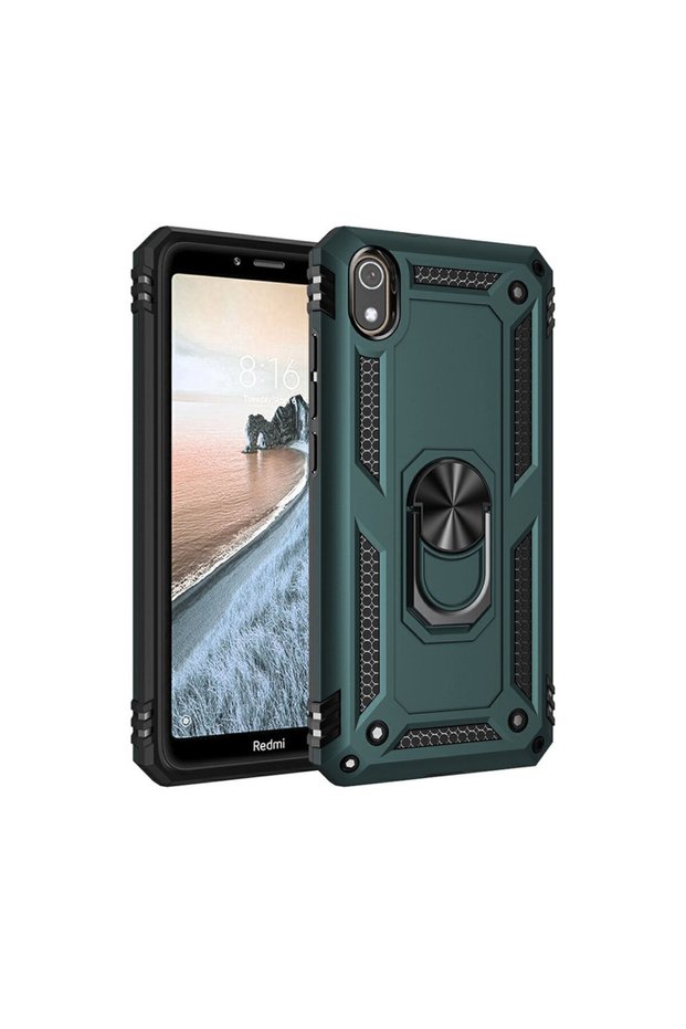 غطاء سيليكون متوافق مع هاتف Redmi 7A مع حلقة صوفيا - أخضر