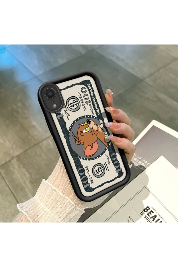 iPhone Xr Compatible High Quality Cartoon Printed Impact Resistant Black Silicone Case