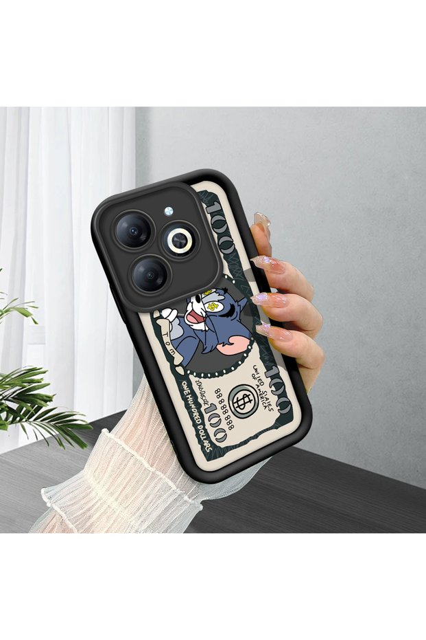Tecno Spark 20/20C Compatible High Quality Cartoon Printed Shockproof Black Silicone Case