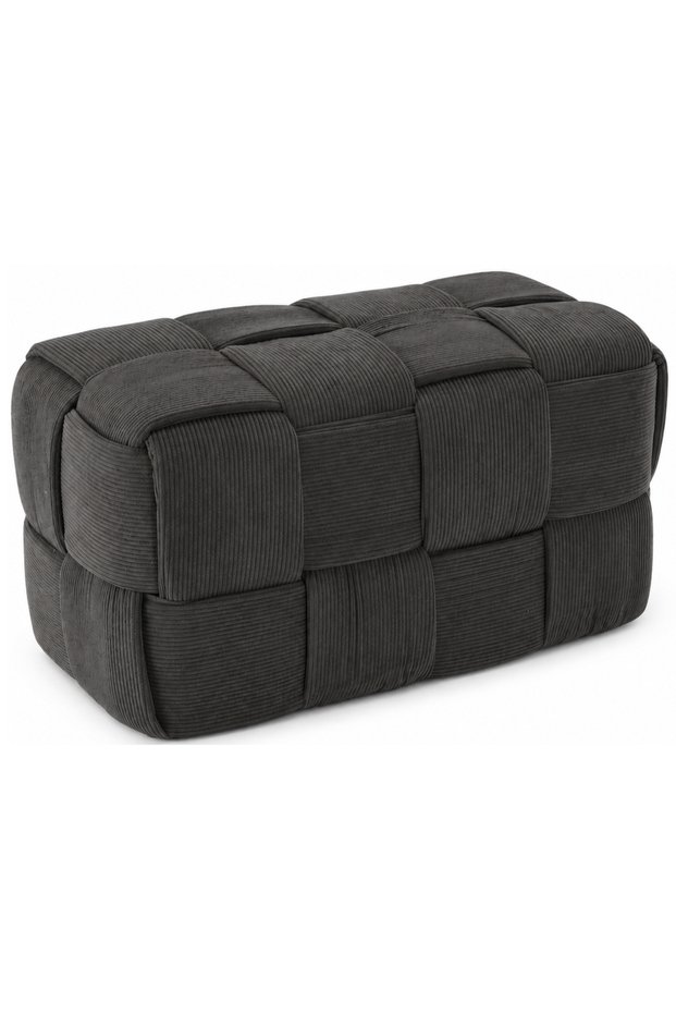 Rectangular woven stool, 52x28x28 cm, dark gray