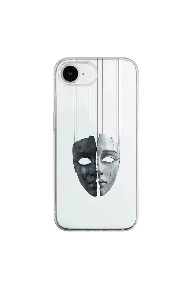 iPhone 17E Compatible Aesthetic Face 7 Design Transparent Case