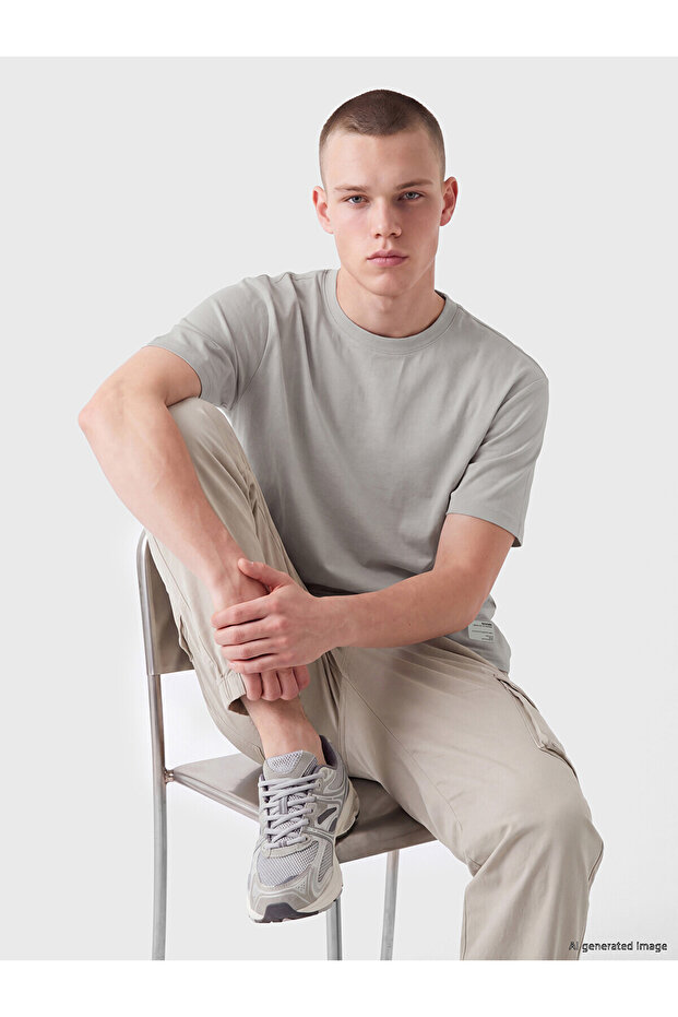 Nevavm Regular Fit 100% Cotton Men's T-Shirt with Difference