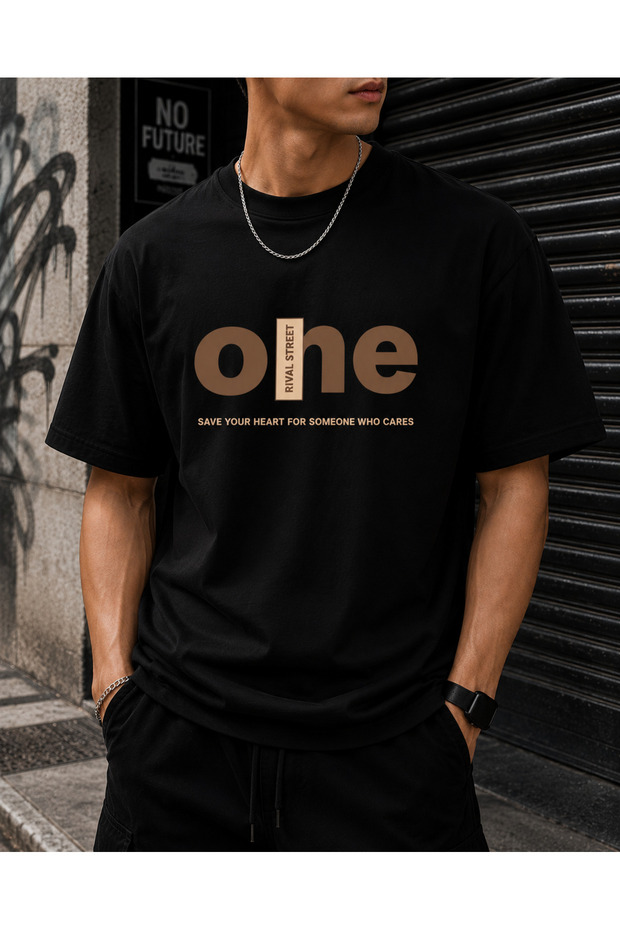 Men's Oversize Minimal Typography Printed T-Shirt 100% Cotton Streetwear