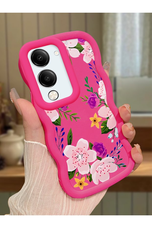 Vivo Y29T 5g Compatible Case Camera Protector Red Silicone Couple Phone Case Floral Pattern