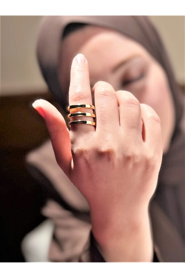 Trio Üççizgi Vintage Ring Gold Plated 482