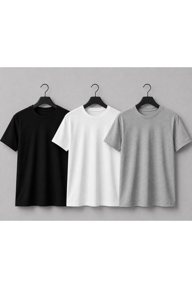 Men's Regular Fit Basic T-Shirt 3-Pack Gray